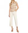 Charlie B Raglan Cap Sleeve Crochet Top In Pebble In Multi