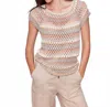 Charlie B Raglan Crochet Cap Sleeve Top In Pebble In Brown