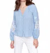 Charlie B Raglan Long Sleeve Blouse In Chambray