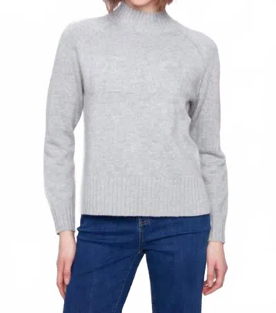 Charlie B Raglan Long Sleeved Mock Neck Sweater In Light Grey In Gray