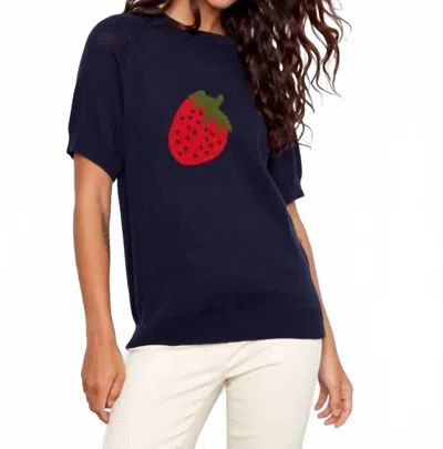 Charlie B Raglan Short Sleeve Crew Neck Sweater In Navy In Blue