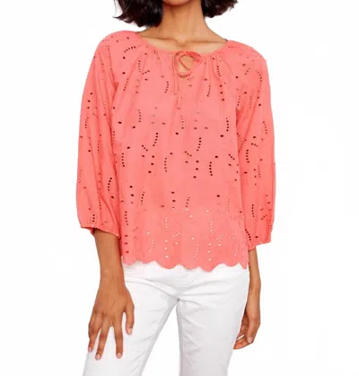 Charlie B Raglan Sleeve Blouse In Coral In Animal Print