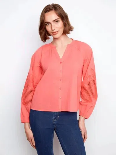 Charlie B Raglan Sleeve Blouse In Sorbet In Pink