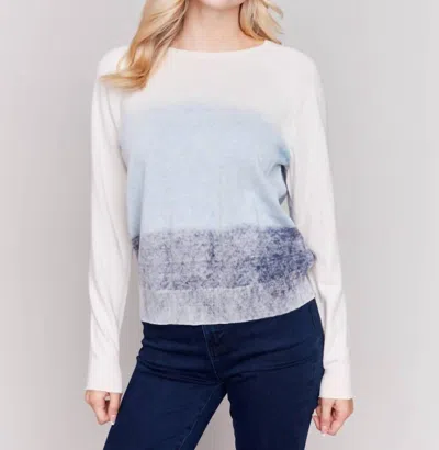 Charlie B Raglan Sleeve Crew Neck Sweater In Blue In Multi