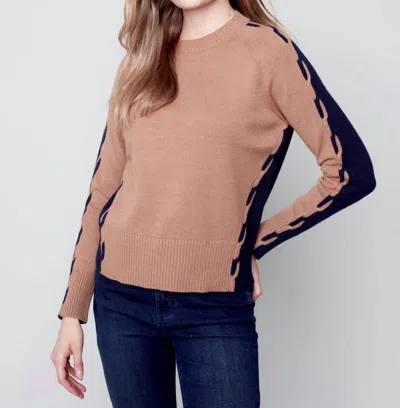 Charlie B Raglan Sweater In Truffle In Multi