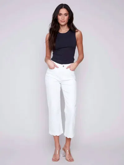 Charlie B Regular Rise Straight Leg Scallop Hem Jean In White 002