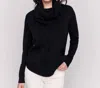 Charlie B Removable Scarf Sweater In Black In Black