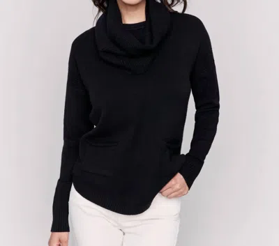 Charlie B Removable Scarf Sweater In Black