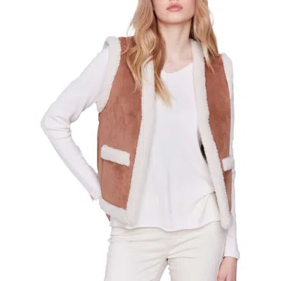 Charlie B Reverisble Faux Fur & Suede Vest In Ercu In Multi