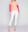 Charlie B Reverse Print Colorblock Sweater In Tangerine In Orange