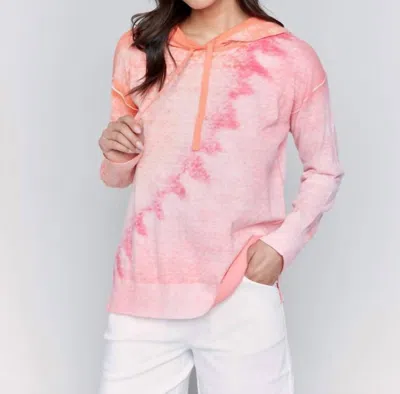 Charlie B Reverse Print Hoodie Sweater In Papaya