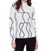 Charlie B Reversible Jacquard Mock Neck Sweater In Black/cream In Black