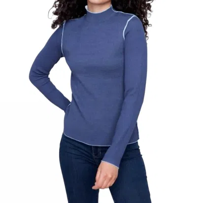 Charlie B Reversible Jacquard Mock Neck Sweater In Frost In Grey