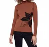 Charlie B Reversible Mock Neck Sweater In Brown/black In Brown