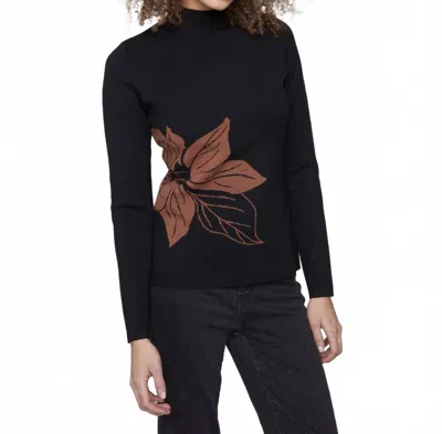 Charlie B Gutsy Knit Reversible Mock Neck Sweater In Cacao In Black