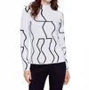 Charlie B Reversible Mockneck Fitted Sweater In Black/white In White