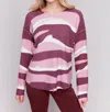 Charlie B Reversible Plushy Crew Neck Sweater In Plum In Pink