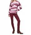Charlie B Reversible Plushy Crew Neck Sweater In Plum In Pink