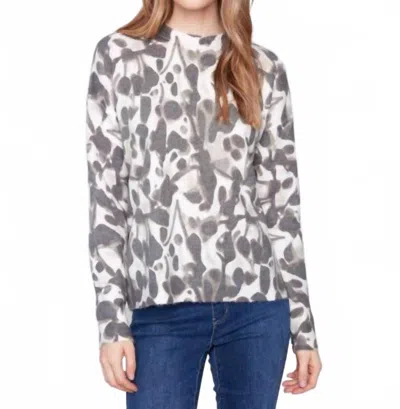 Charlie B Reversible Printed Crew Neck Sweater In Spruce Smudge In Gray