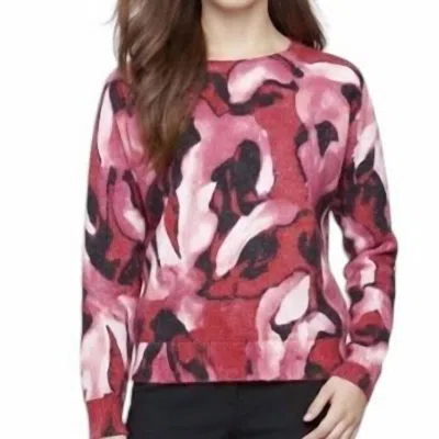 Charlie B Reversible Printed Raglan Sleeve Sweater In Pink Slush In Animal Print