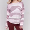Charlie B Reversible Printed Sweater In Burgundy In White