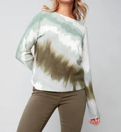 Charlie B Reversible Printed Sweater In Tea In Green