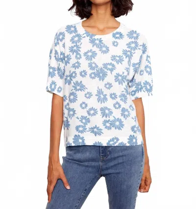 Charlie B Reversible Short Sleeve Printed Sweater In Petals In Multi