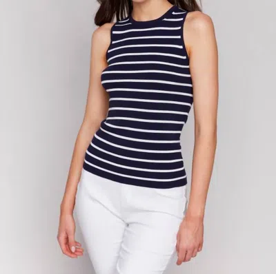 Charlie B Rib Knit Tank In Navy In Black