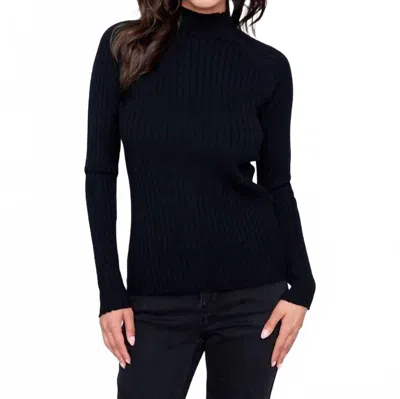 Charlie B Ribbed Knit Mock Neck Sweater In Black