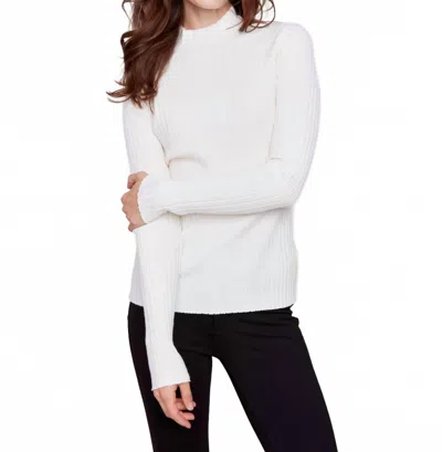 Charlie B Ribbed Knit Mock Neck Sweater In Ecru