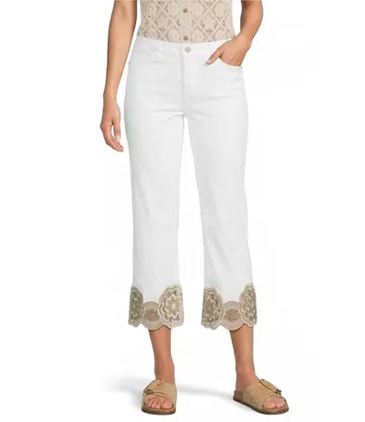 Charlie B Ring Spun Denim Flare With Lace Jean In White