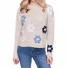 Charlie B Flower Power Sweater In Truffle In Multi