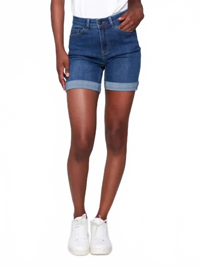 Charlie B Roll-up Denim Cuff Short In Indigo