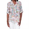 Charlie B Roll Up Sleeve Blouse In Carnival Print In Multi