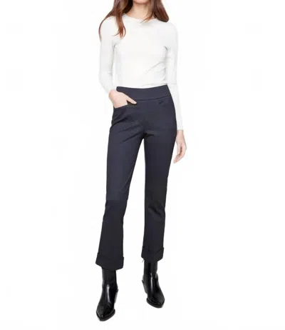 Charlie B Rolled Cuff Straight Leg Pants With Pockets In Navy In Blue