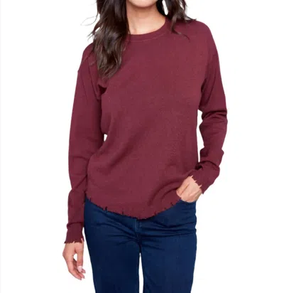 Charlie B Round Hem Sweater In Cabernet