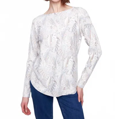 Charlie B Round Hem Sweater In Foliage In Neutral
