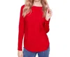 Charlie B Round Hem Sweater Sleeve Lace In Cranberry In Pink