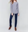 Charlie B Round Hem Sweater W Front Pockets In Grey In Grey