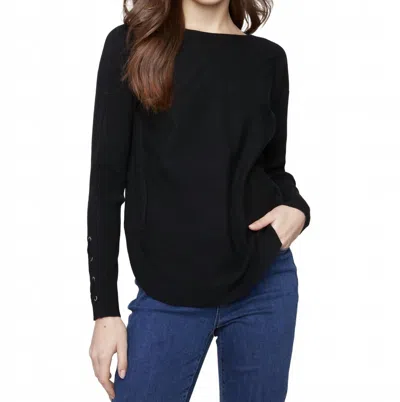 Charlie B Round Hem Sweater With Lace-up Sleeve Detail In Black