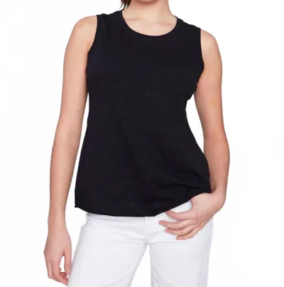 Charlie B Round Neck Slub Sleeveless Tee In Black