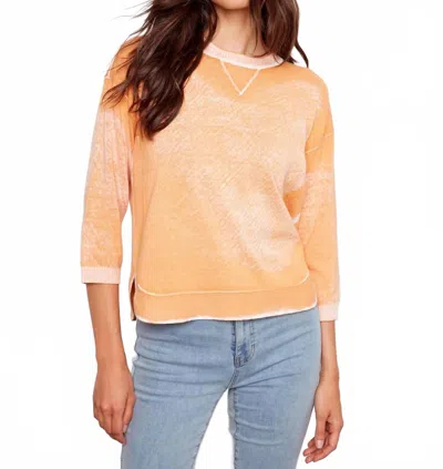 Charlie B Rounded Hem Sweater In Apricot In Sand