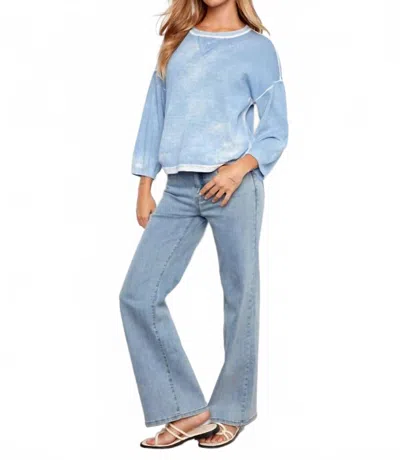 Charlie B Rounded Hem Sweater In Bluebell In Silver