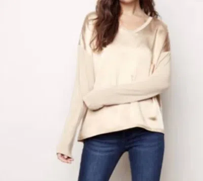 Charlie B Satin Front Top In Almond