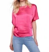 Charlie B Short Sleeves Crew Neck Satin Jersey Dolman Top In Punch In Pink
