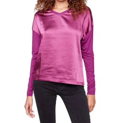 CHARLIE B SATIN JERSEY KNIT TOP IN MULBERRY