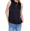 Charlie B Satin Sleeveless Top In Black In Black