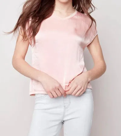 Charlie B Satin V-neck Dolman Top In Pearl