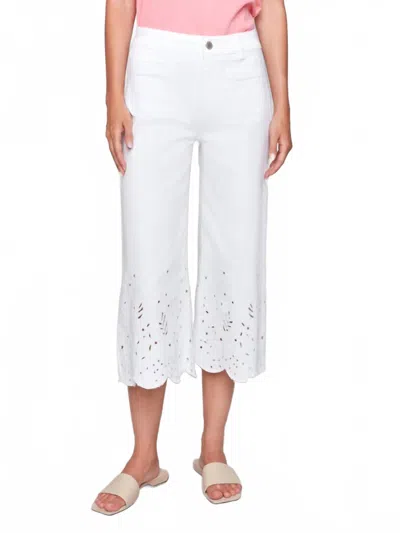 Charlie B Scallop Hem Crop Wide Leg Pants In White
