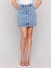 Charlie B Scalloped Hem Button-front Denim Skort In Light Blue